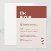 ミニマモダンリストテラコッタ結婚のメニュー プログラム (正面/裏面)