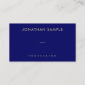 ミニマモダンリストテンプレートエレガントネイビーブルー金ゴールド 名刺 (正面)