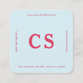 ミニマモダンリストテンプレートピンク – 赤とライトブルー スクエア名刺 (裏面)