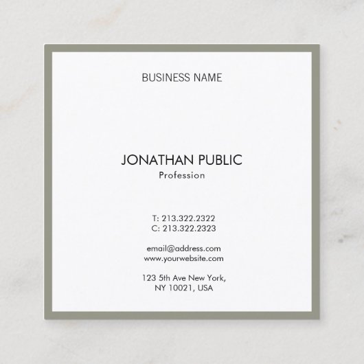 ミニマモダンリストテンプレートプロフェッショナルエレガント スクエア名刺 (裏面)