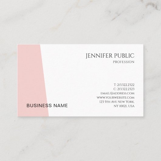 ミニマモダンリストテンプレート赤面ピンクエレガント色 名刺 (裏面)