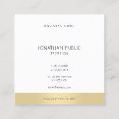 ミニマモダンリストテンプレート金ゴールド白エレガント スクエア名刺 (裏面)