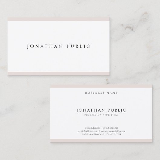 ミニマモダンリストデザインプロフェッショナルシックプレーン 名刺 (正面/裏面)