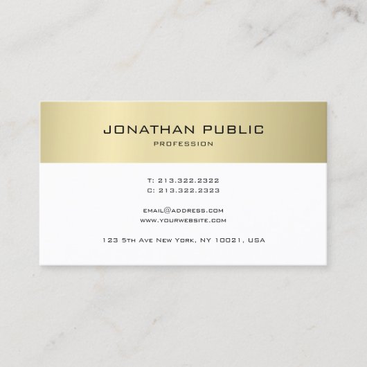 ミニマモダンリストデザイン金ゴールドルックプレーントレンディー 名刺 (正面)