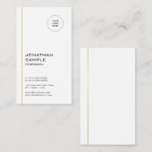 ミニマモダンリストトレンディークール金ゴールド白(縦) 名刺 (正面/裏面)