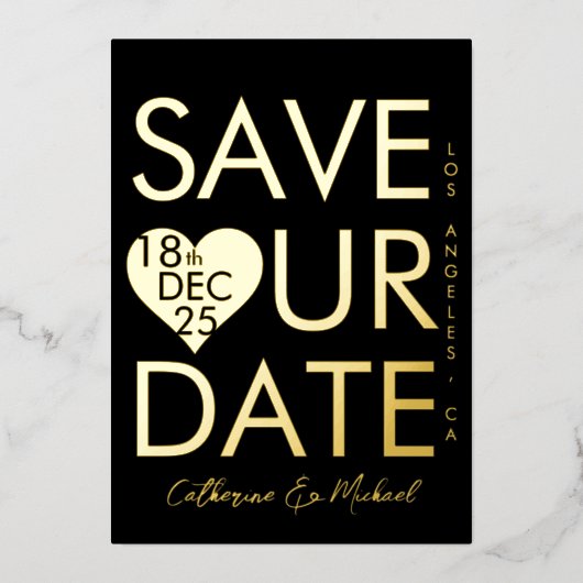 ミニマモダンリストトレンディーソーシャルメディアスタイル写真 箔招待状 (正面)