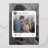 ミニマモダンリストトレンディーソーシャルメディアスタイル写真 箔招待状 (裏面)