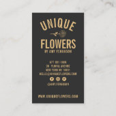 ミニマモダンリストトレンディーブラック金ゴールドバラ花 名刺 (裏面)