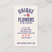 ミニマモダンリストトレンディーブルーピンクのバラの花 名刺 (裏面)