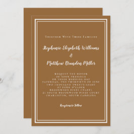 ミニマモダンリストトレンディー素朴ブラウンシック結婚ズ 招待状