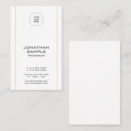 ミニマモダンリストトレンディー金ゴールド垂直テンプレート 名刺 (正面/裏面)