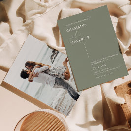 ミニマモダンリストドリーミー脚本Sage Green結婚's 招待状