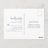 ミニマモダンリストネイビーブルーウェディングRSVP ポストカード (裏面)