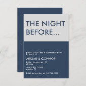 ミニマモダンリストネイビーブルーグレーリハーサルディナー エンクロージャーカード (正面/裏面)