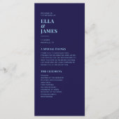 ミニマモダンリストネイビーブルー結婚式 プログラム (正面)