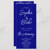 ミニマモダンリストネイビーブルー結婚式 プログラム (正面/裏面)