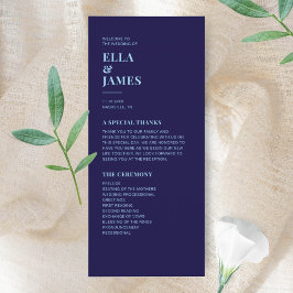 ミニマモダンリストネイビーブルー結婚式 プログラム