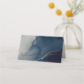 ミニマモダンリストネイビーブルー金ゴールドビーチ結婚式 プレイスカード (裏面)