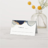 ミニマモダンリストネイビーブルー金ゴールドビーチ結婚式 プレイスカード (正面)
