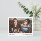 ミニマモダンリストハッピーニューイヤー写真シンプルシック シーズンポストカード (スタンド正面)