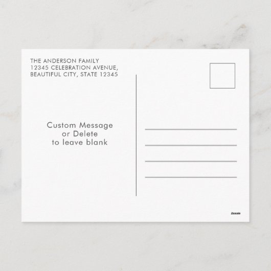 ミニマモダンリストハッピーニューイヤー写真シンプルシック シーズンポストカード (裏面)