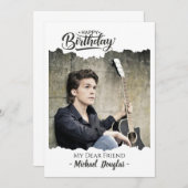 ミニマモダンリストハッピーバースデーフォトカード 案内状 (正面/裏面)