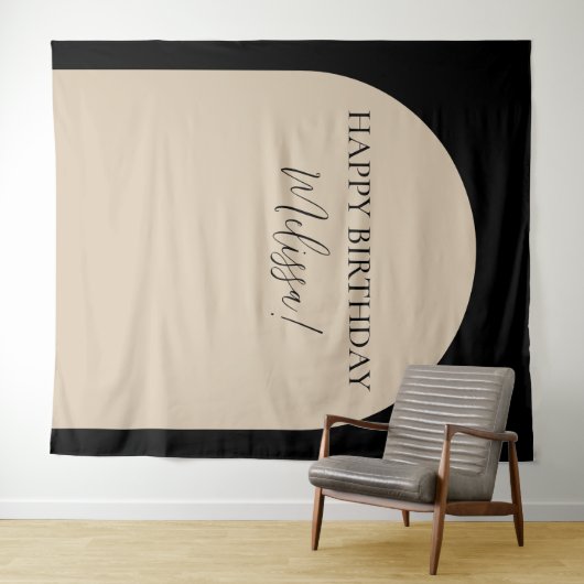 ミニマモダンリストハッピーバースデー写真の背景 タペストリー (インサイチュ(横))