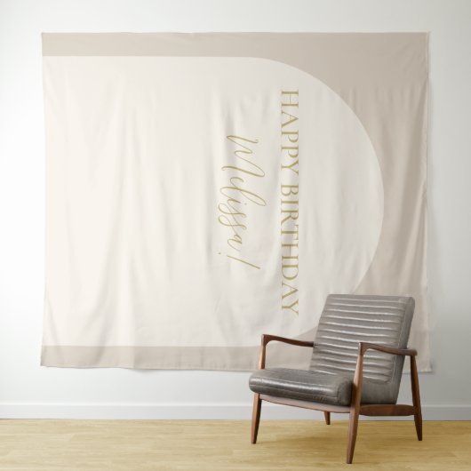 ミニマモダンリストハッピーバースデー写真の背景 タペストリー (インサイチュ(横))