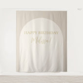 ミニマモダンリストハッピーバースデー写真の背景 タペストリー (正面)