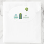 ミニマモダンリストハッピーバースデー 楕円形シール (バッグ)