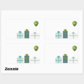 ミニマモダンリストハッピーバースデー 長方形シール (シート)