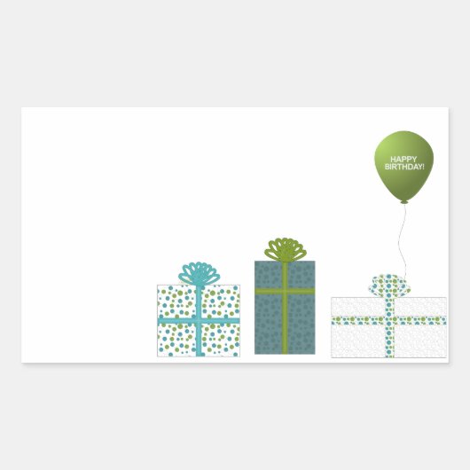 ミニマモダンリストハッピーバースデー 長方形シール (正面)