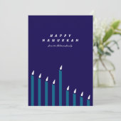 ミニマモダンリストハヌッカキャンドルネイビー&ティール(緑がかった色) シーズンカード (スタンド正面)