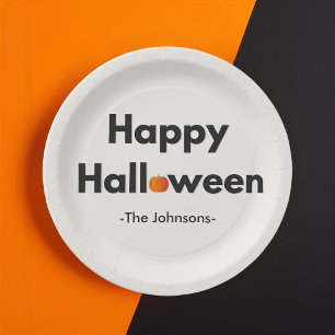 ミニマモダンリストハロウィンパーソナライズされた- ペーパープレート
