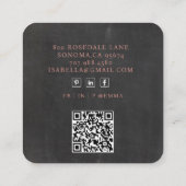 ミニマモダンリストハローテラコッタブラックQRコード スクエア名刺 (裏面)