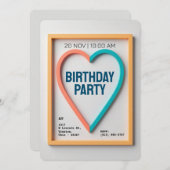 ミニマモダンリストハートパーソナライズされた 招待状 (正面/裏面)