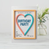 ミニマモダンリストハートパーソナライズされた 招待状 (スタンド正面)