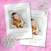 ミニマモダンリストハートフォトベビー誕生 案内状