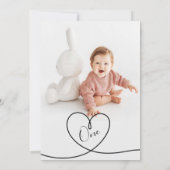 ミニマモダンリストハート最初の誕生日写真 招待状 (裏面)