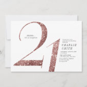 ミニマモダンリストバラ金ゴールドグリッター21歳の誕生日 招待状 (正面)