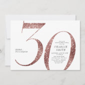 ミニマモダンリストバラ金ゴールドグリッター30th誕生日 招待状 (正面)