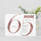 ミニマモダンリストバラ金ゴールドグリッター65th誕生日 招待状 (スタンド正面)