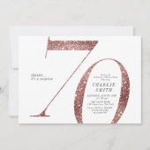 ミニマモダンリストバラ金ゴールドグリッター70th誕生日 招待状 (正面)