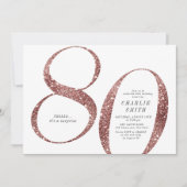 ミニマモダンリストバラ金ゴールドグリッター80th誕生日 招待状 (正面)