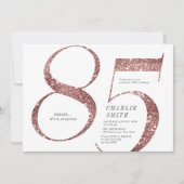 ミニマモダンリストバラ金ゴールドグリッター85th誕生日 招待状 (正面)