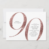 ミニマモダンリストバラ金ゴールドグリッター90th誕生日 招待状 (正面)