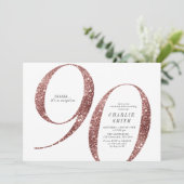 ミニマモダンリストバラ金ゴールドグリッター90th誕生日 招待状 (スタンド正面)