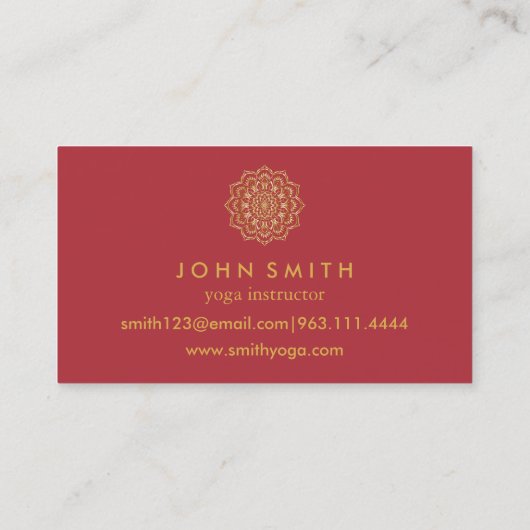 ミニマモダンリストバラ金ゴールドロータスヨガインストラクター 名刺 (裏面)