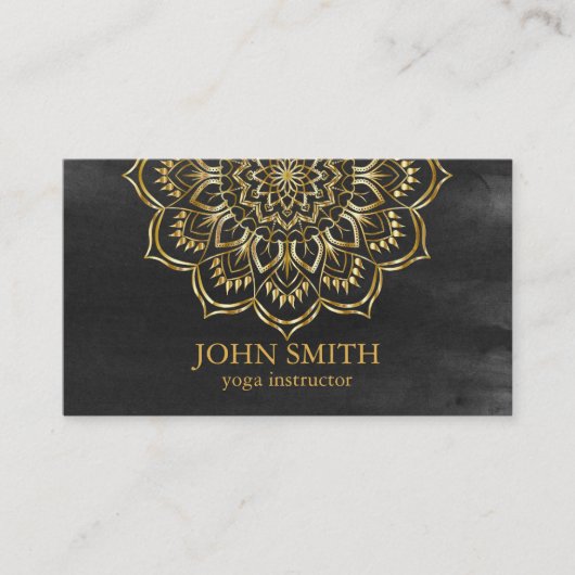 ミニマモダンリストバラ金ゴールドロータスヨガインストラクター 名刺 (正面)