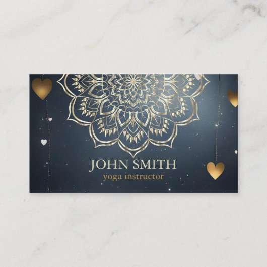 ミニマモダンリストバラ金ゴールドロータスヨガインストラクター 名刺 (正面)